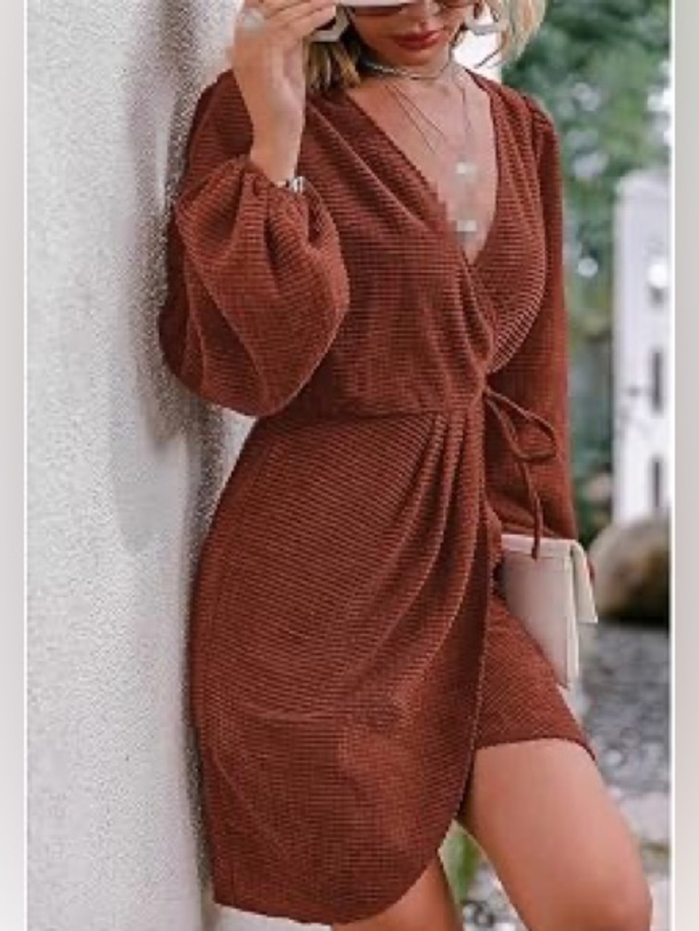 NWT Simplee Rust Orange Corduroy Wrap Dress